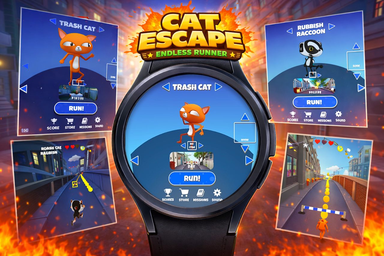 Trash Cat character select on a smartwatch