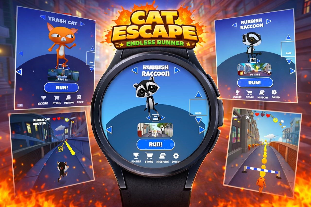 Rubbish Raccoon character select on a smartwatch