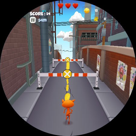 Trash Cat running towards a barrier in a city alley