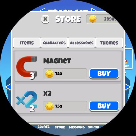 In-game store with Magnet and x2 Coins