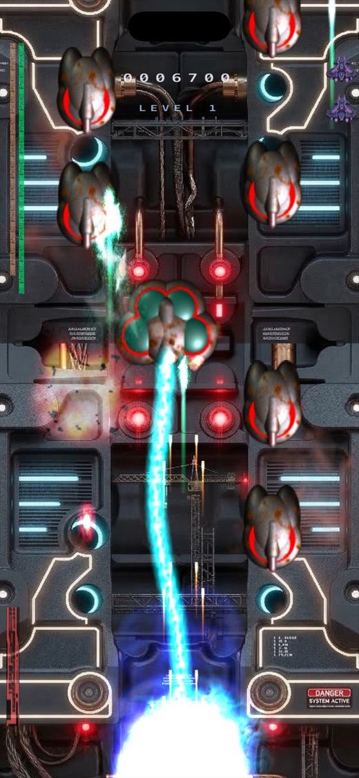 A Ray Gunner firing its beam among other enemies