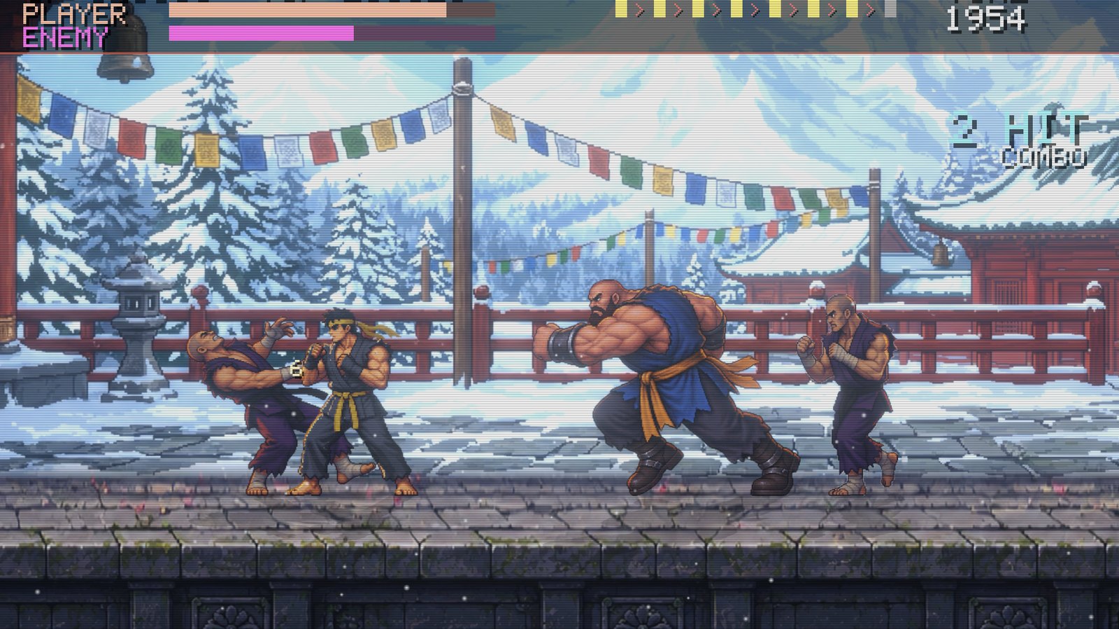 Fighting a brute at the snow monastery
