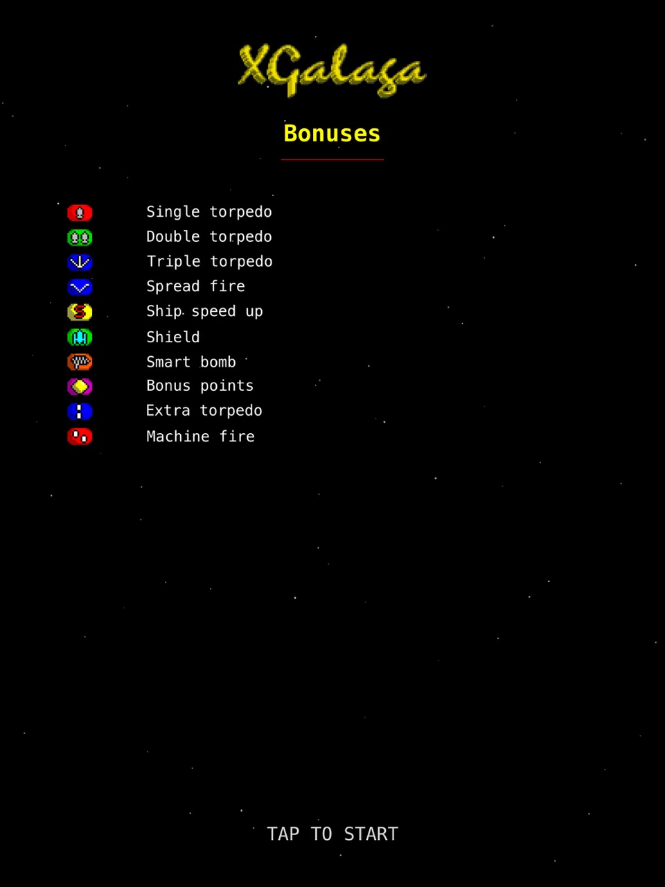 Bonuses screen on iPad