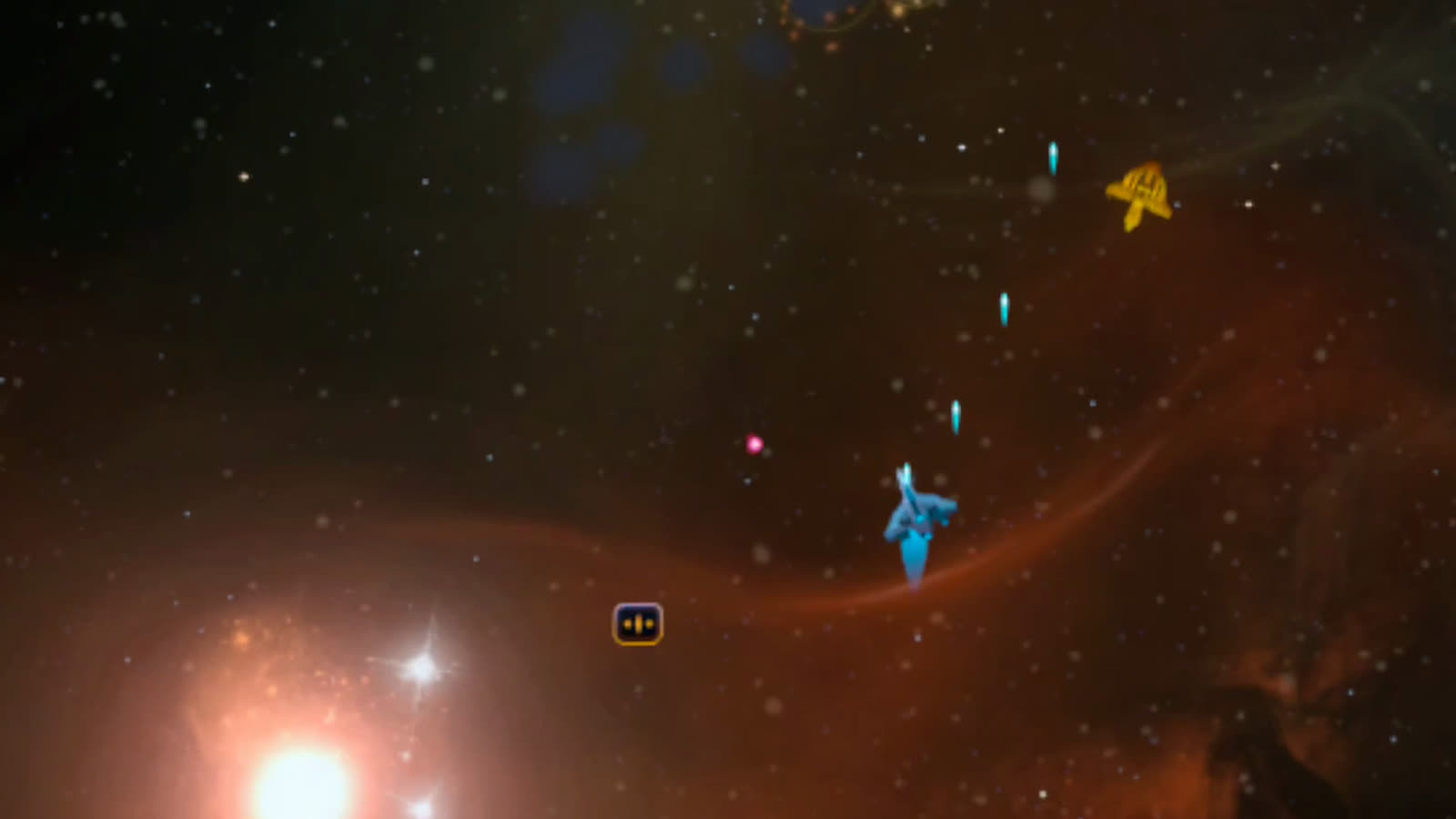 The playfield floating in space with Saturn behind it
