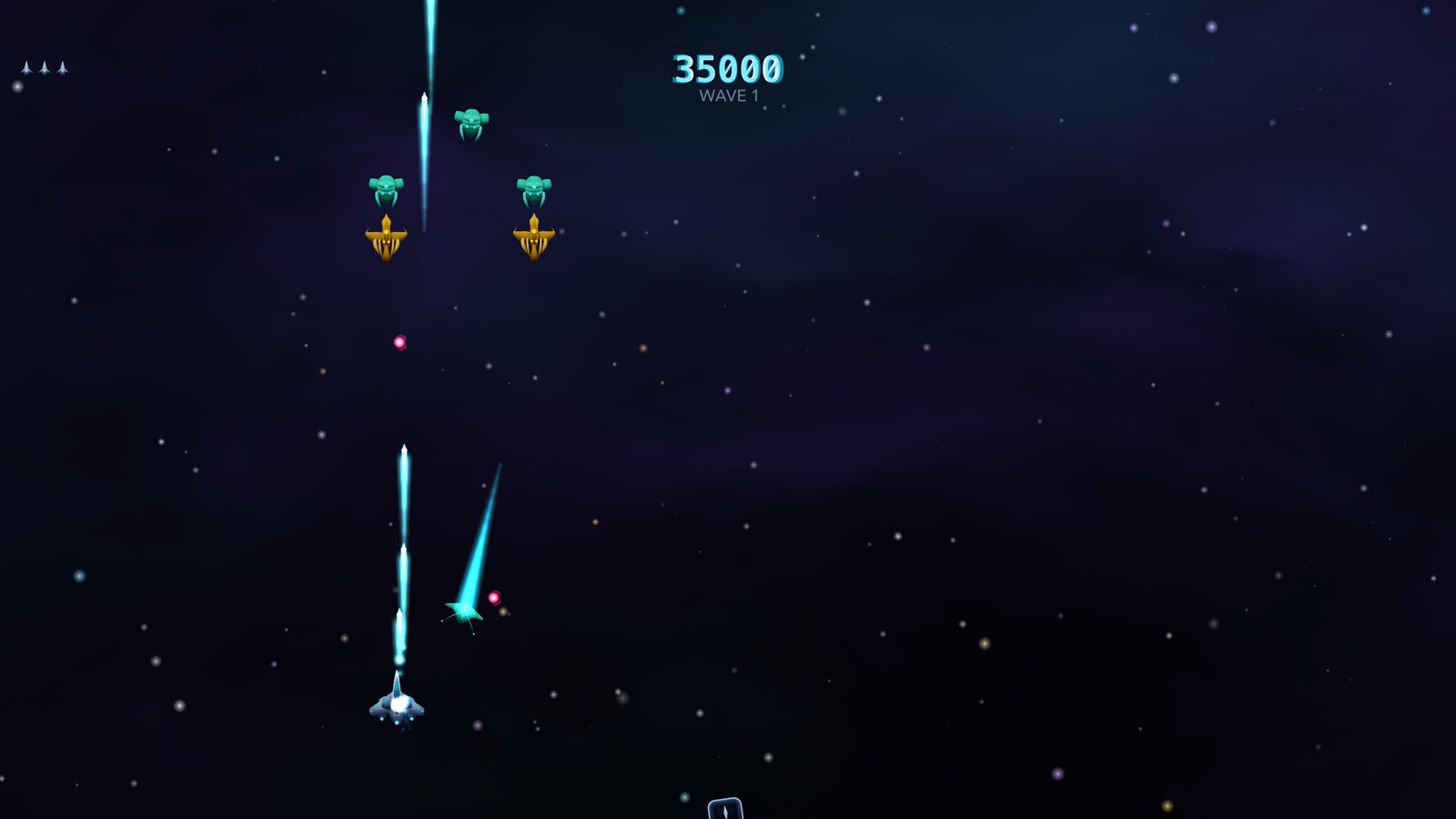 An alien peeling off to dive at the player