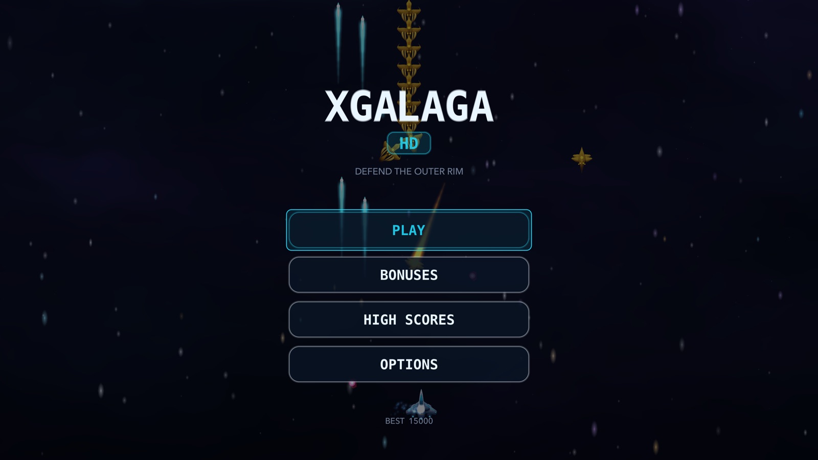 The XGalaga HD title screen