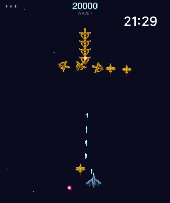 XGalaga HD running on Apple Watch